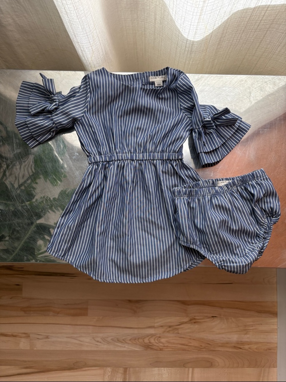 Habitual Kid |  Girls Blue / White Dress with Bloomers | size: 18 Months